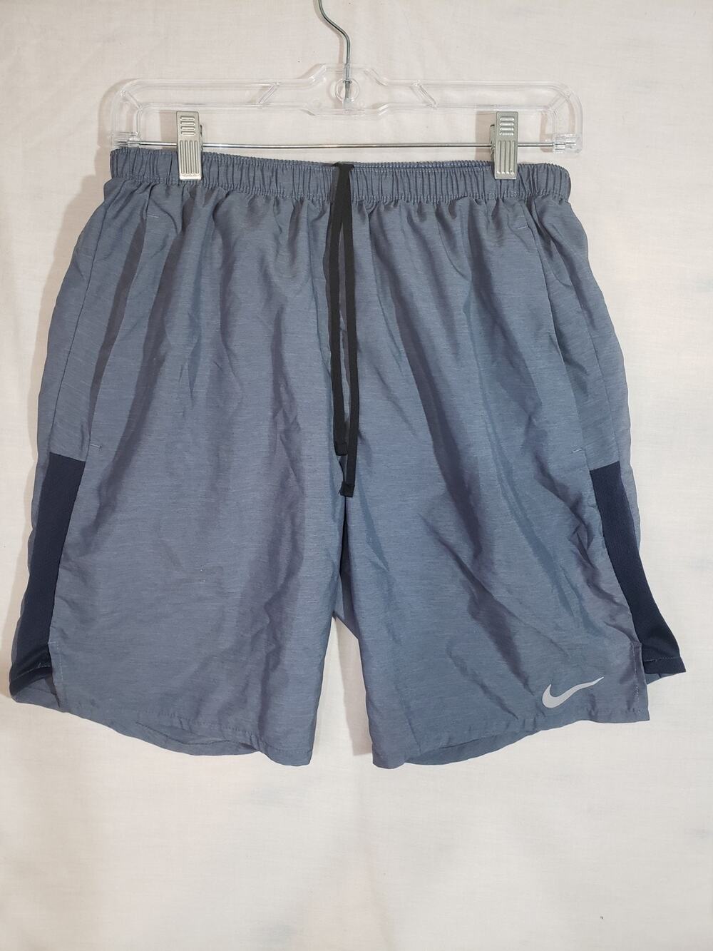 Nike Shorts Men M Adult Gray Lined Polyester Dri Fit Swoosh Running Knit. R340